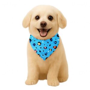 Personalized Reversible Dog & Cat Bandana (Sky Blue Leopard)