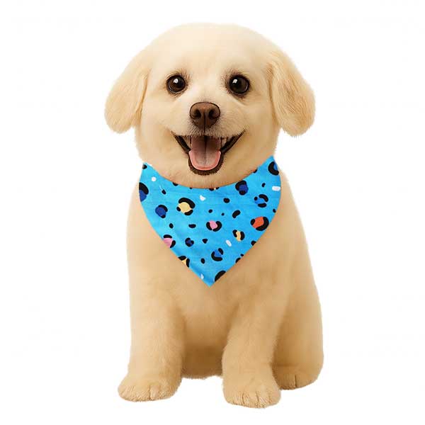 Personalized Reversible Dog & Cat Bandana (Sky Blue Leopard)
