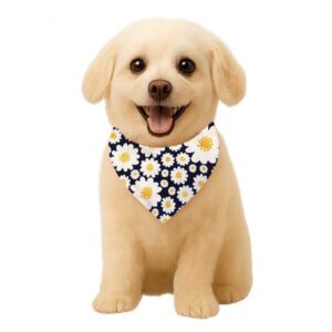 Personalized Reversible Dog & Cat Bandana (Navy Daisy)