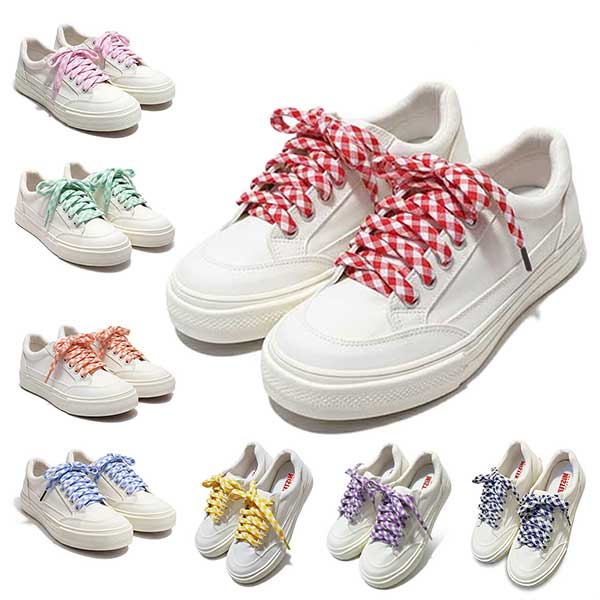 4 Pairs Handmade Gingham Plaid Shoelaces with Custom Metal Aglets | Colorful Checkered Replacement Laces for Low, Mid, & High-Top Sneakers