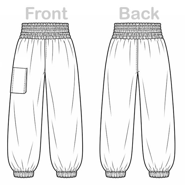 Unisex Thai Elephant Print Rayon Pants – Lightweight Boho Trousers with Elastic Waist and Cargo Pocket